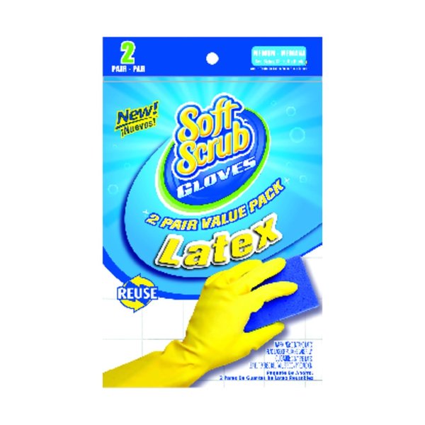 Soft Scrub Latex Cleaning Gloves M Yellow 2 pair 12322-26